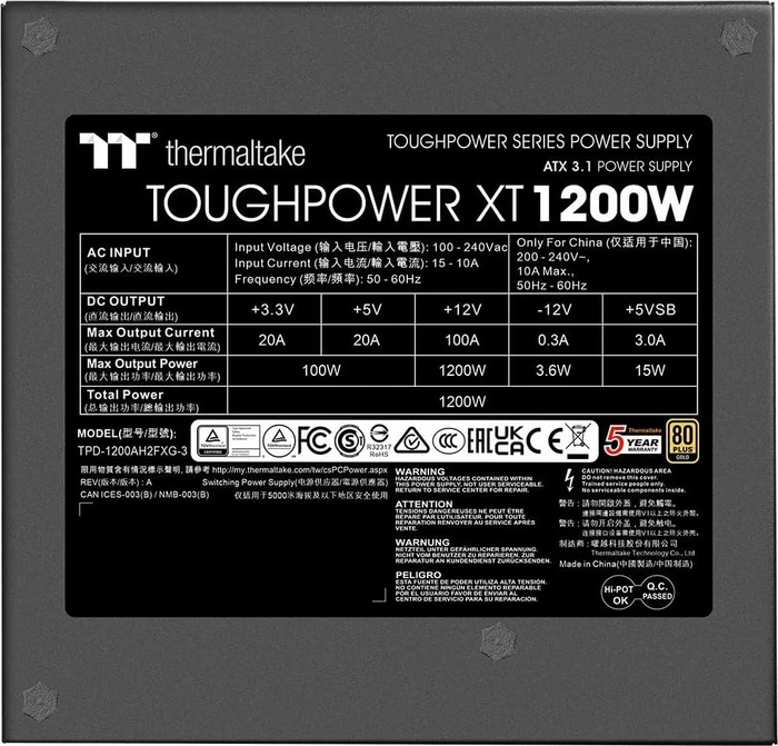 Thermaltake ToughPower XT 1200W, ATX 3.1