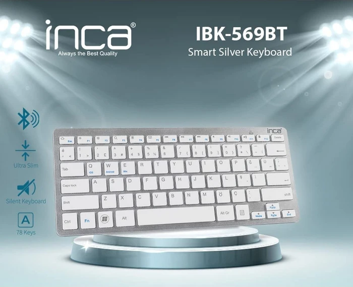 Inca IBK-569BT Smart Silver Keyboard, silber, Bluetooth, TR