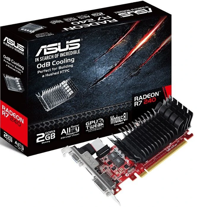 ASUS Radeon R7 240, R7240-SL-2GD3-L, 2GB DDR3, VGA, DVI, HDMI