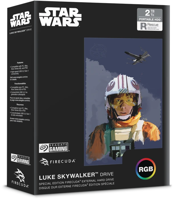 Seagate FireCuda Gaming HDD - Luke Skywalker Special Edition, 2TB, +Rescue, USB 3.0 Micro-B