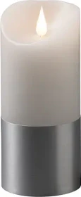 Konstsmide Echtwachskerze 13.5cm weiß/silber LED warmweiß, 1 Stück