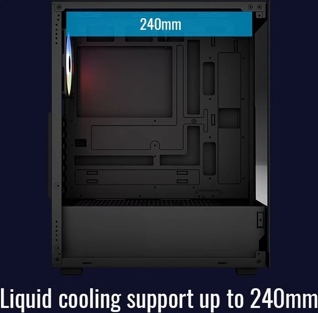 AeroCool Pivot Black, inkl. 1x Lüfter, Lüfter LED Fixed RGB, Glasfenster