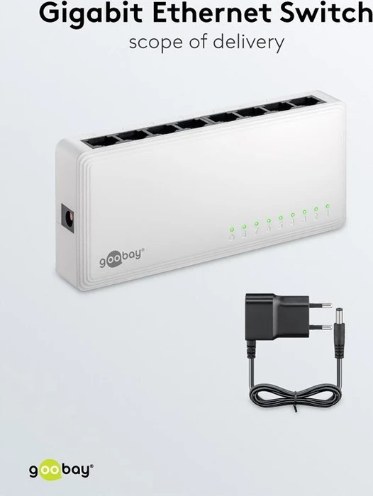 Wentronic goobay Desktop Gigabit Switch, 8x RJ-45