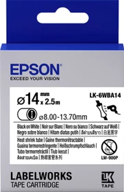 Epson LK-6WBA14 Schrumpfschlauch, 14mm, schwarz/weiß