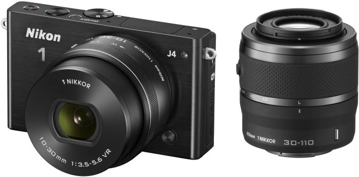 Nikon 1 J4 schwarz mit Objektiv 1 NIKKOR 10-30mm 3.5-5.6 PD-Zoom VR und 1 NIKKOR 30-110mm 3.8-5.6 VR