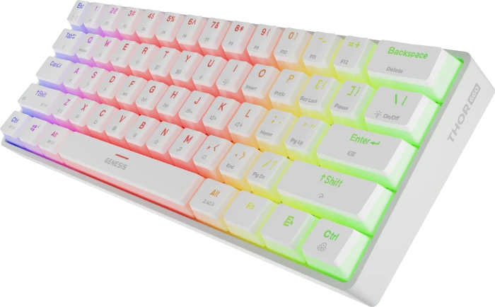 Genesis Thor 660 G2 Wireless, PBT, weiß, LEDs RGB, Gateron BROWN, USB/Bluetooth, US