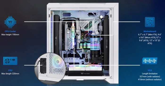 Thermaltake CTE C700 TG ARGB Snow, weiß, Glasfenster