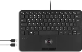 Perixx Periboard-526 Wired Mini Membrane Trackball Keyboard, schwarz, USB, DE