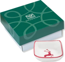 Gmundner Keramik Bordeauxroter Hirsch Schälchen quadratisch im Geschenkkarton 9x9cm