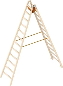 Layher Topic 1053 Holz 2-tlg. Stehleiter, 2x 12 Stufen