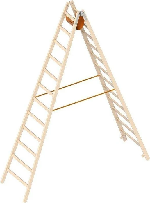 Layher Topic 1053 Holz 2-tlg. Stehleiter, 2x 12 Stufen