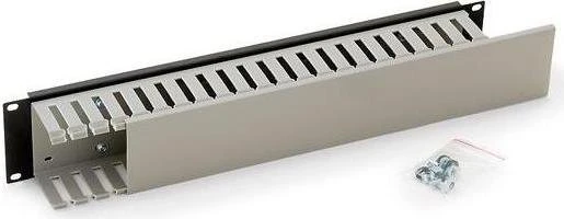 Triton einseitiger 19" Kunststoffkabelkanal, hellgrau, 2HE