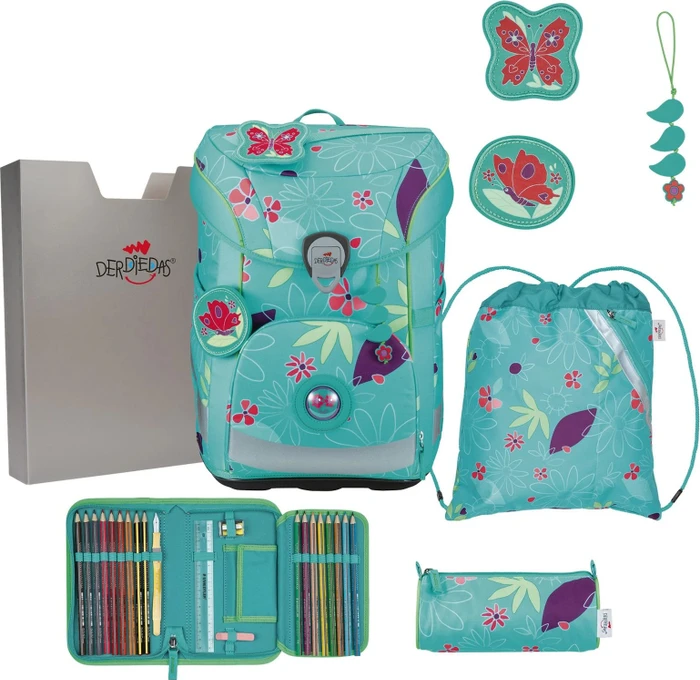DerDieDas ErgoFlex Easy Butterfly Garden Schultaschen-Set, 5-tlg.