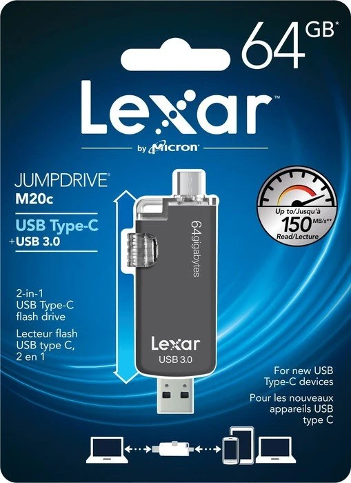 Lexar JumpDrive M20c 64GB, USB-A + USB-C, USB 3.2 Gen 1×1