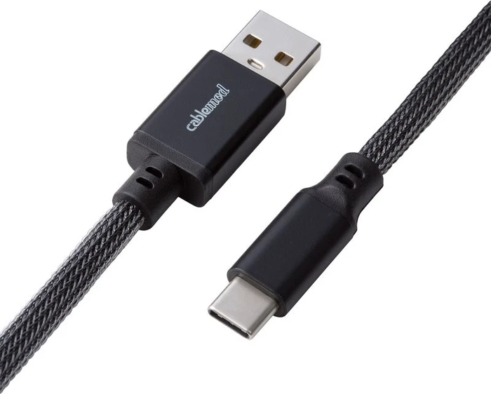 CableMod Classic Coiled Keyboard Cable USB Micro-B auf USB-A, Tastaturkabel (Spiral-Textilkabel), 1.5m, Carbon Grey