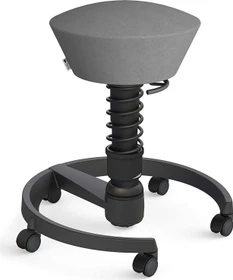 Aeris Swopper New Edition Bürohocker mit Rollen, Feder Standard, Gestell Alu schwarz, Bezug Mikrofaser Comfort grau