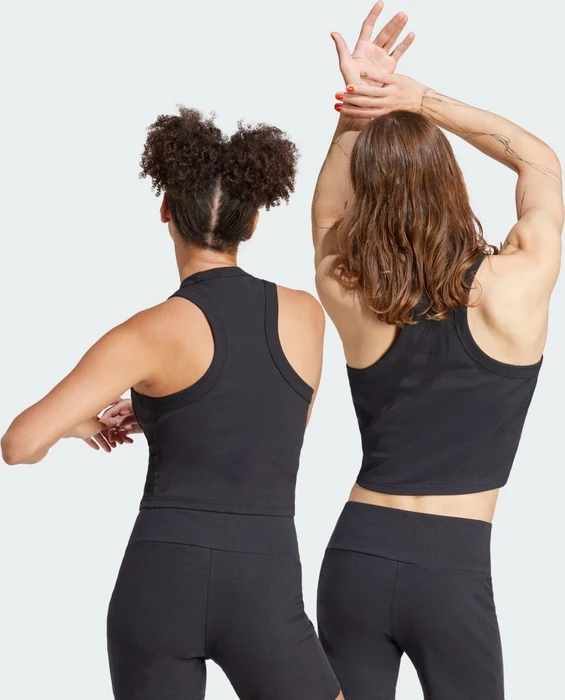 adidas Lounge Ribbed Crop Funktionsshirt ärmellos schwarz (Damen)