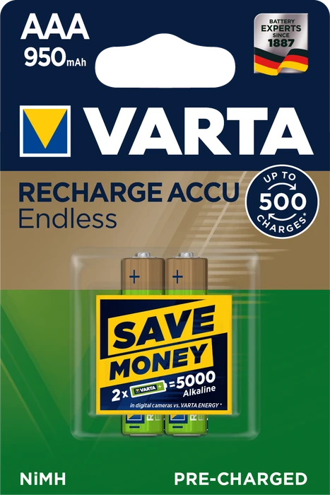 Varta Recharge Accu Endless Energy Micro AAA NiMH 950mAh, 2er-Pack