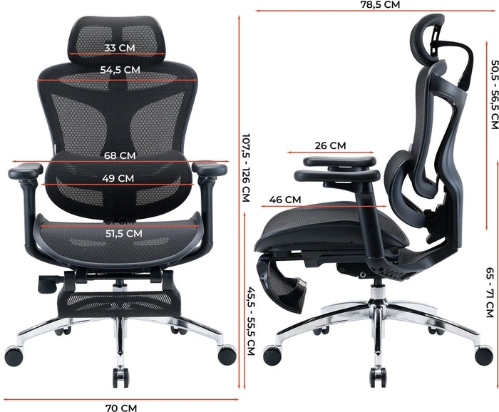 Sihoo Doro C300L Ergonomischer Bürostuhl mit Fußstütze, schwarz