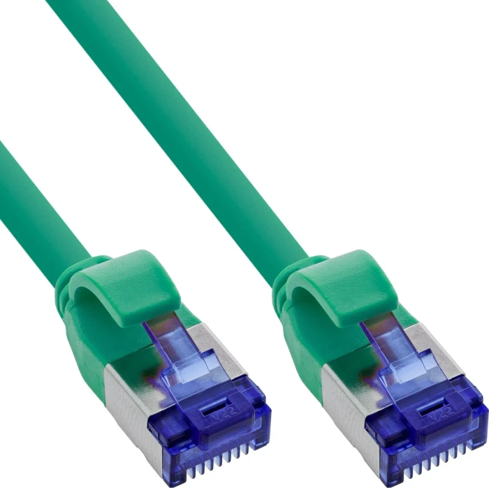 InLine Patchkabel Slim, PoE 87W, TPE (LSZH) flexibel, Cat6a, S/FTP, RJ-45/RJ-45, 25m, grün