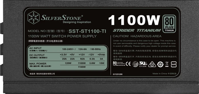 SilverStone Strider Titanium Series 1100W, ATX 2.4