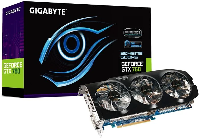 GIGABYTE GeForce GTX 760 Windforce 3X (Rev. 1.0), 2GB GDDR5, 2x DVI, HDMI, DP
