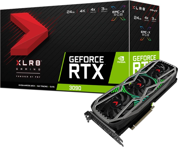 PNY GeForce RTX 3090 XLR8 Gaming Revel Epic-X RGB Triple Fan, 24GB GDDR6X, HDMI, 3x DP