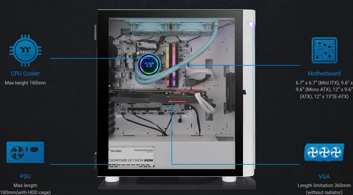 Thermaltake H590 TG ARGB Snow Edition, weiß, Glasfenster
