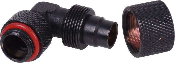 Aquatuning HF Schlauchanschluss, 90°, G1/4" AG auf 13/10mm drehbar, schwarz