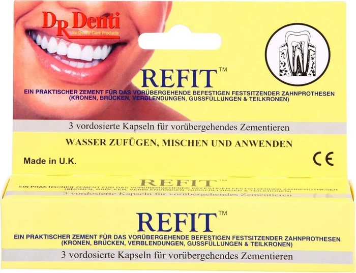 Dr. Denti Refit Zahnzement für Kronen und Brücken, 3 Stück