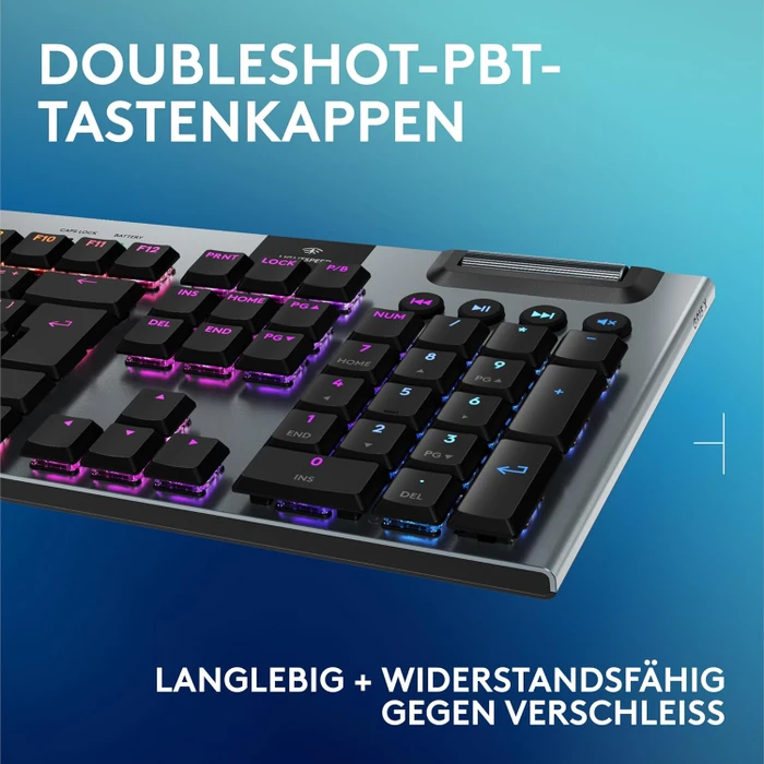 Logitech G915 X Lightspeed, schwarz, LEDs RGB, GL TACTILE, USB/Bluetooth, IT