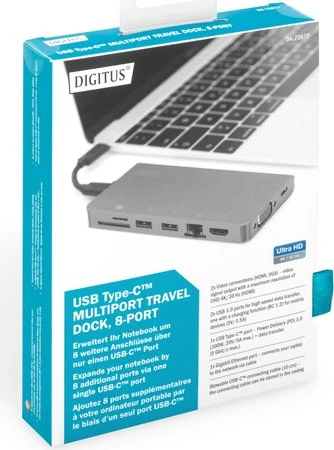Digitus Multiport Travel Dock grau, USB-C 3.0 [Buchse]
