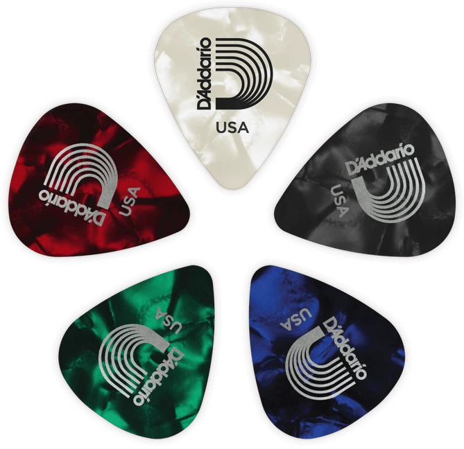 D'Addario Classic Pearl Celluloid Pick Assortment Pack, Medium Gauge (.70mm), 25-Pack