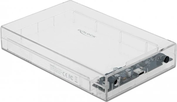 DeLOCK External Enclosure, transparent, 3.5", USB-C 3.0