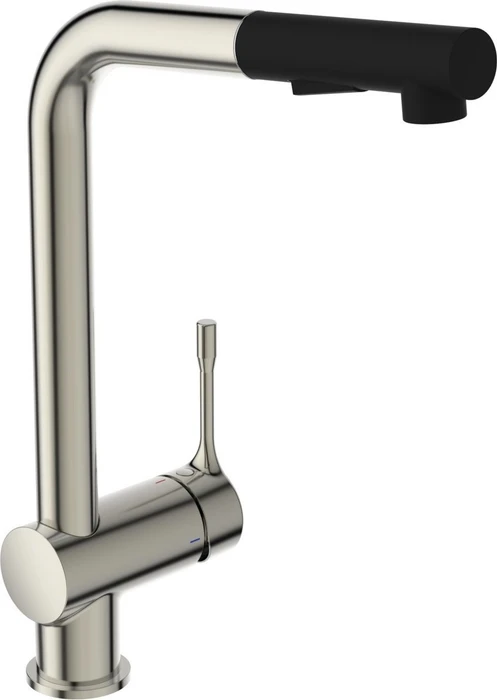 Ideal Standard Ceralook hoher Auslauf mit 2-Funktionsbrause edelstahl/schwarz (BC178GN)