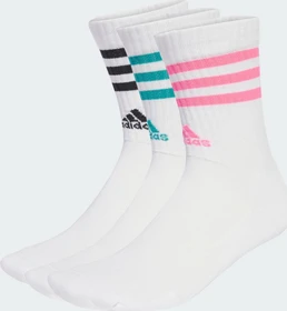 adidas 3-Streifen Cushioned Crew Socken white/pure teal/lucid pink/black, 3 Paare