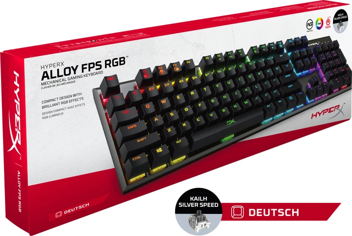 HP HyperX Alloy FPS RGB, Kailh SPEED Silver, USB, DE