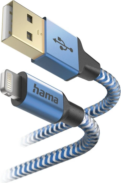 Hama Ladekabel Reflective USB-A/Lightning 1.5m Nylon blau