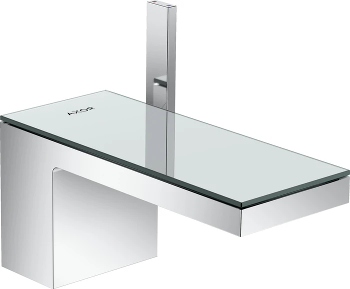 Hansgrohe Axor MyEdition Waschbeckenarmatur 70 mit Push-Open Ablaufgarnitur chrom/spiegelglas
