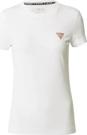 Guess Stretch Logo-Dreieck T-Shirt kurzarm weiß (Damen)