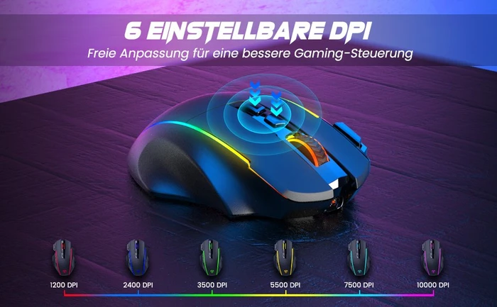 RisoPhy Wireless Gaming Mouse, schwarz, USB/Bluetooth