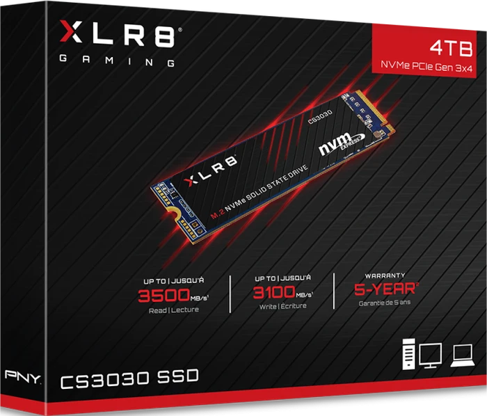 PNY XLR8 CS3030 4TB, M.2 2280 / M-Key / PCIe 3.0 x4