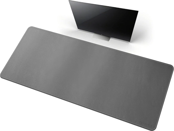 Cennbie Schreibtischunterlage Leder, Mauspad 4XL, 1500x700mm, dunkelgrau