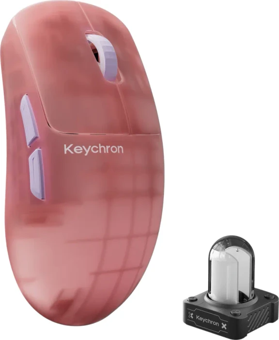Keychron G6 HE 8K UltraLight Wireless Mouse, Frosted Pink, USB/Bluetooth
