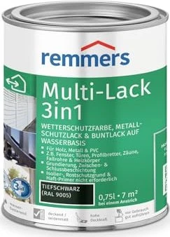 Remmers Multi-Lack 3in1 Metallschutzmittel tiefschwarz (RAL9005), 750ml