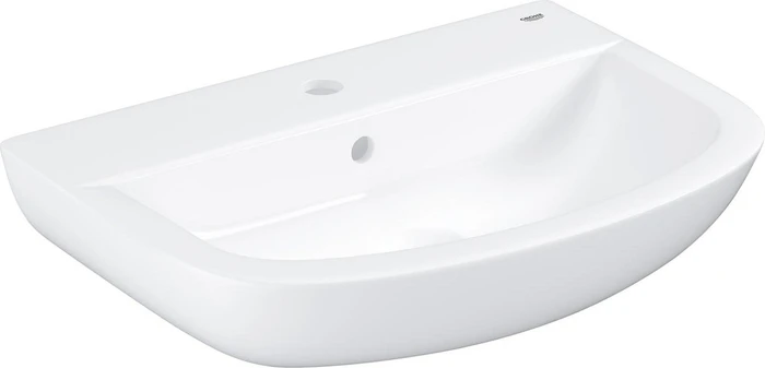Grohe Bau Keramik Handwaschbecken 55cm, mit Hahnloch, mit Überlauf, weiß