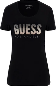 Guess Logo Farbverlauf T-Shirt kurzarm schwarz (Damen)