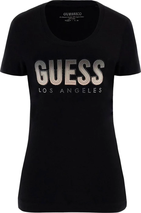 Guess Logo Farbverlauf T-Shirt kurzarm schwarz (Damen)