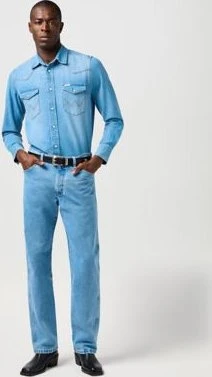 Wrangler Regular Western Hemd langarm mid light wash (Herren)