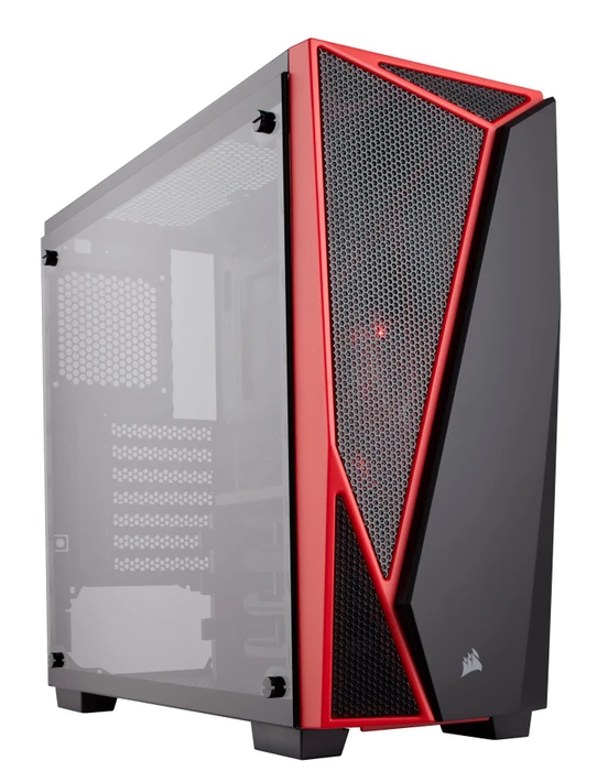 Corsair Carbide Series SPEC-04 TG, schwarz/rot, Glasfenster